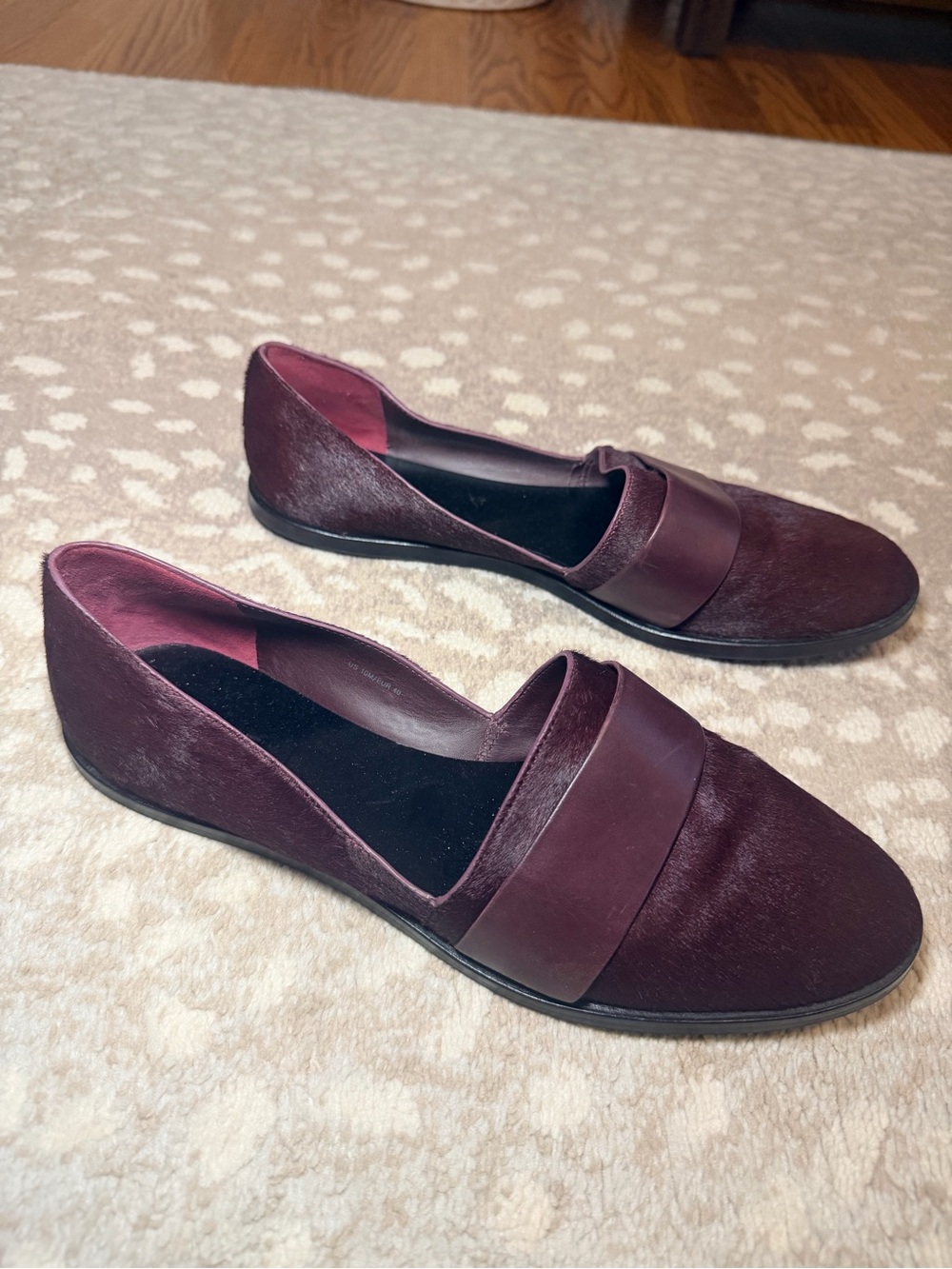Vince Women’s Mason Calf Hair Burgundy Slip-On Loafers